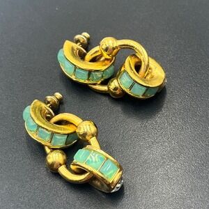 Gas Bijoux Bo Rivage Turquoise and Crystal Interlocking Hoop Drop Earrings